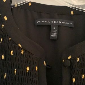 WHBM Black/Gold Long sleeve chiffon mini-dress- worn only a few times